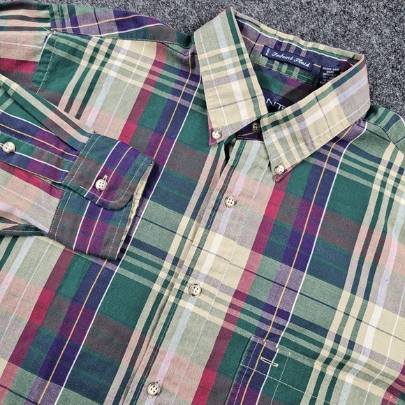 Gant Other - GANT Foxhunt Plaid Men's Large Button Down Shirt Green Purple Preppy Casual